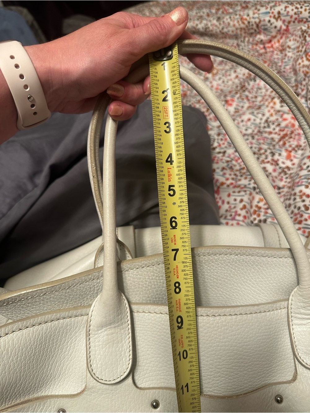 Salvatore Ferragamo Cream Pebbled Leather Top-Handle Tote - Picture 11 of 13